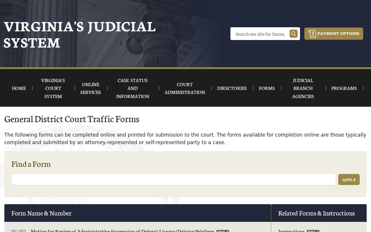 Suffolk City traffic warrant court payment and agreement form index