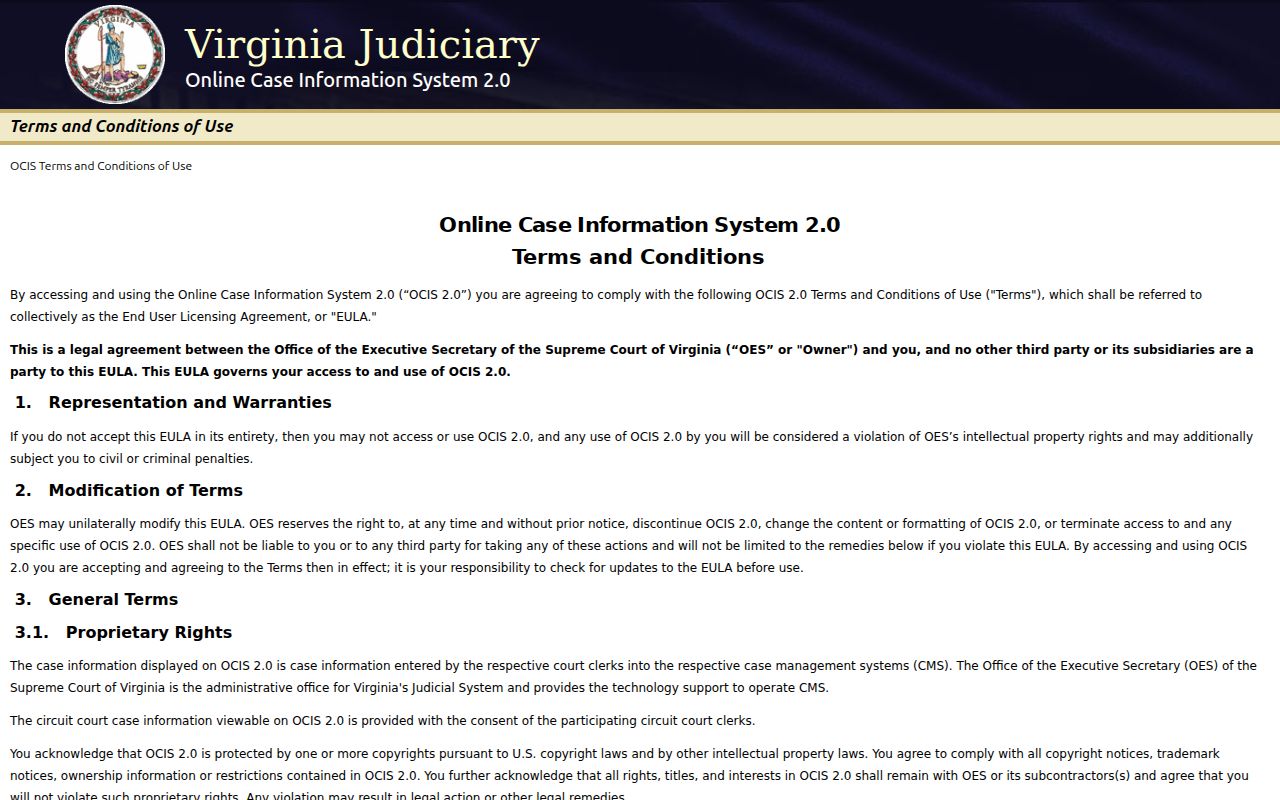 Suffolk City warrant search using Virginia OCIS 2.0