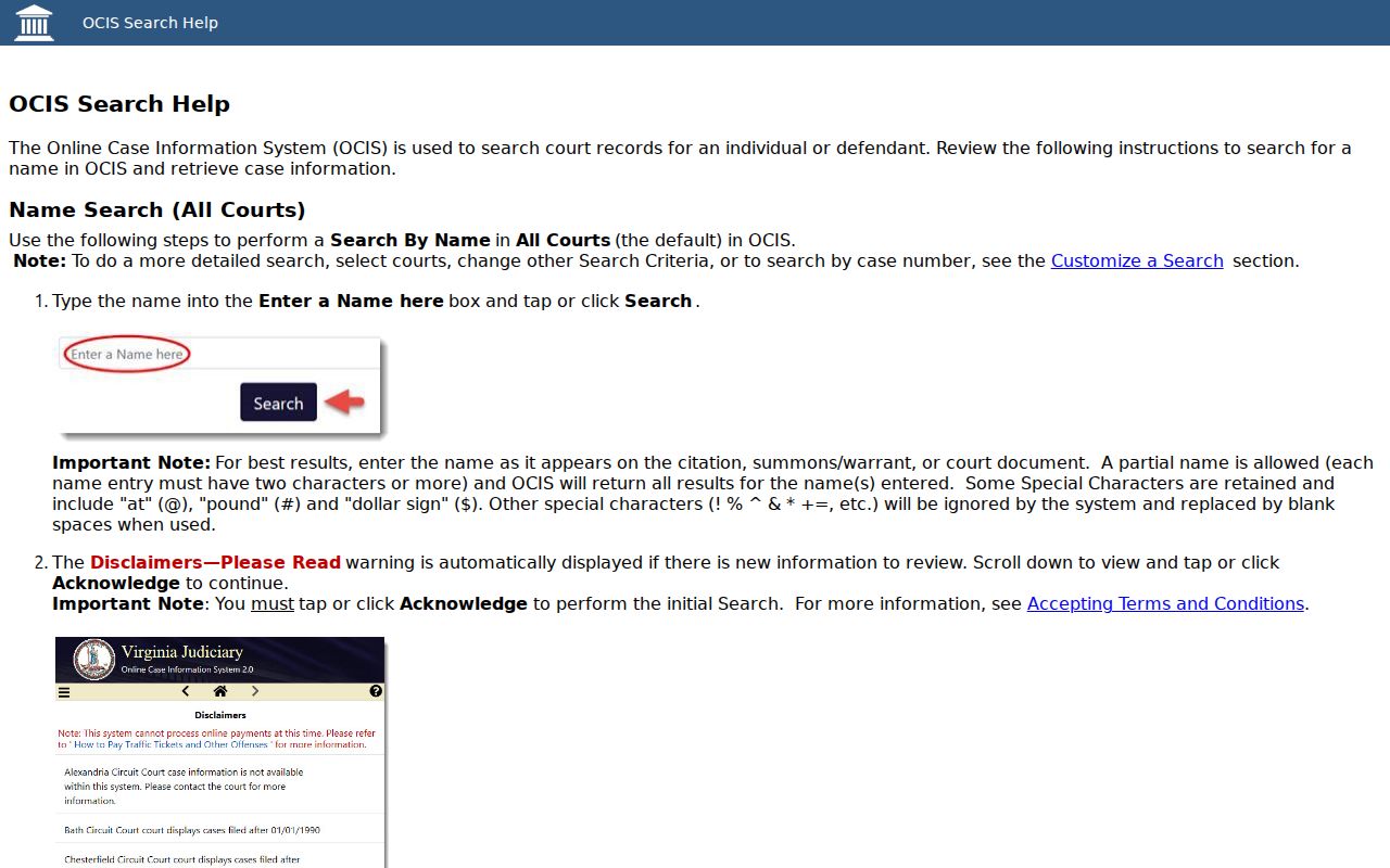 Suffolk City warrant search by name and case number in OCIS